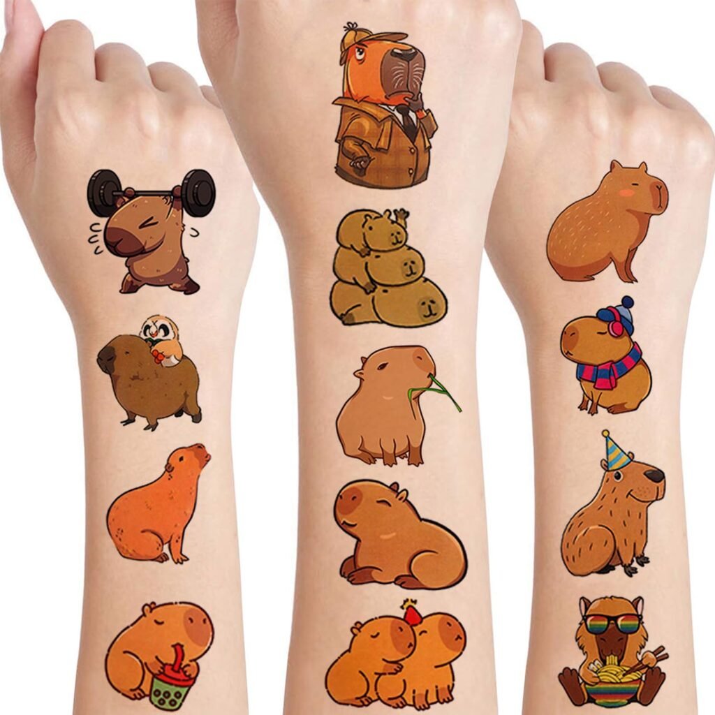 Tatuajes temporales de capibaras para niños