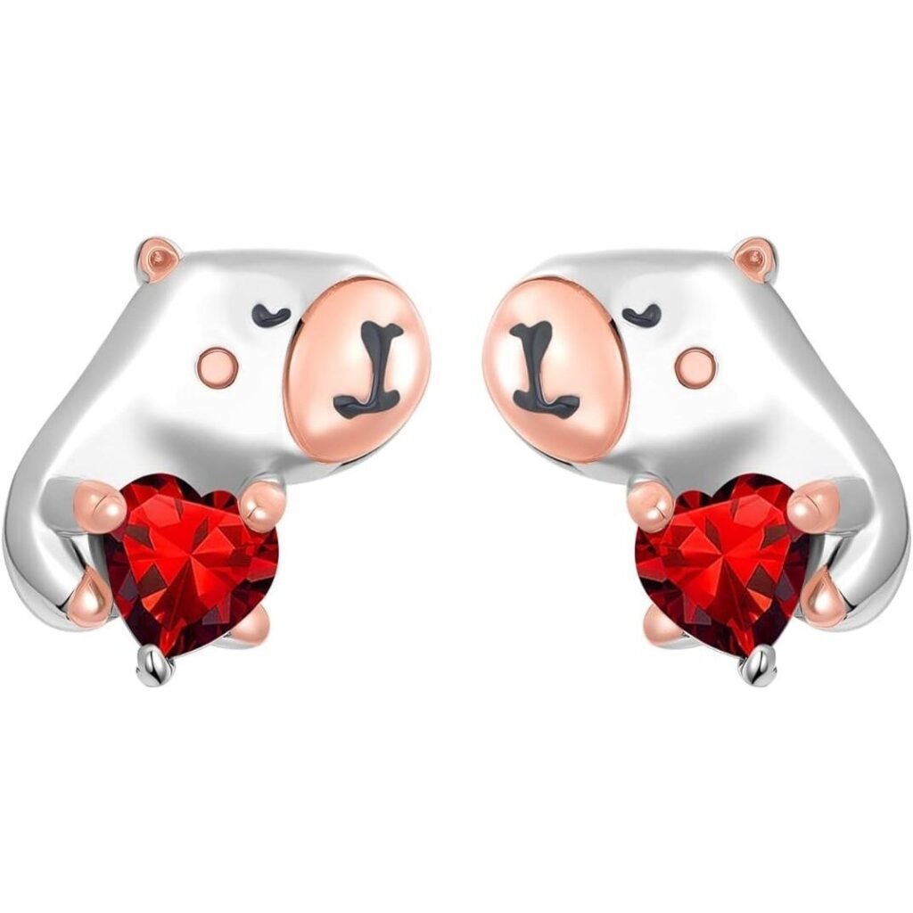 Aretes de Capibaras con Hermosos Corazones Rojos