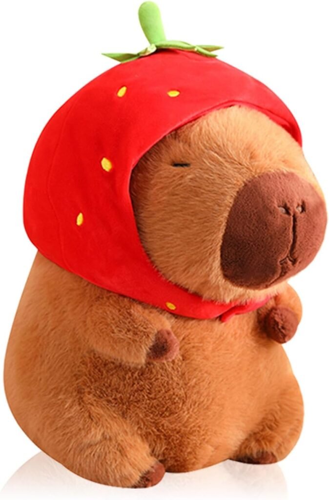 Peluche de Capibara Disfrazado de Fresa