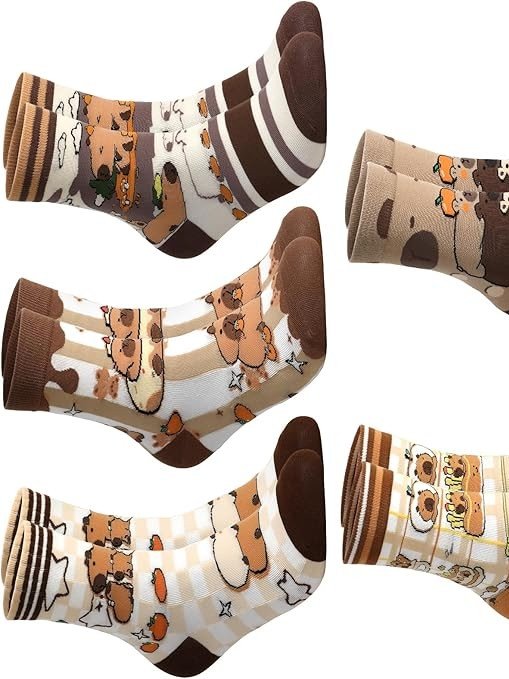 5 Pares de Calcetines de Capibaras Muy Divertidos