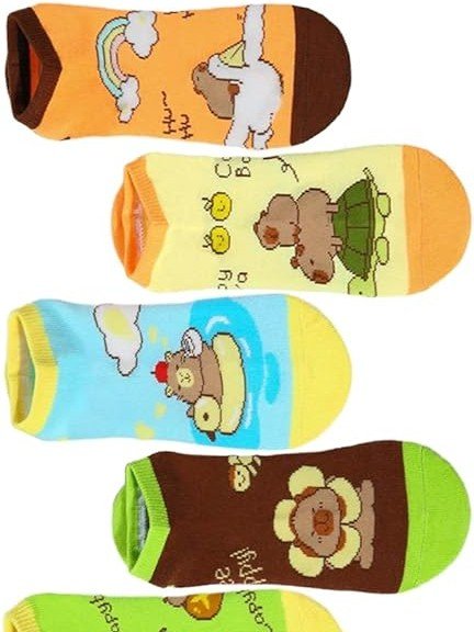 5 Pares de medias tobilleras de capibara kawaii