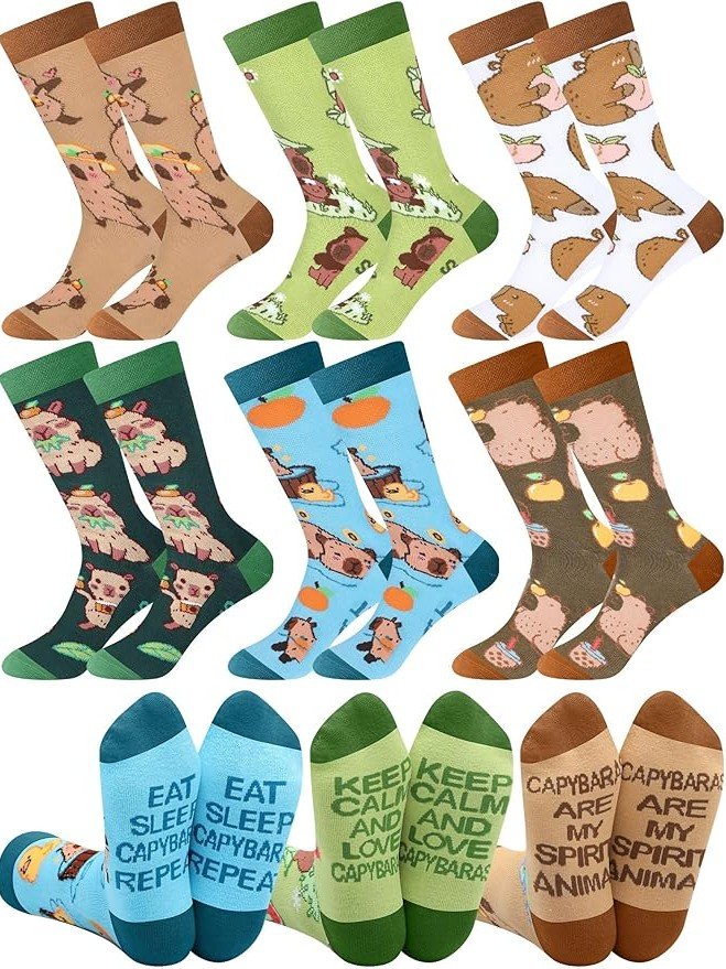 6 Pares de Medias Divertidas de Capibaras