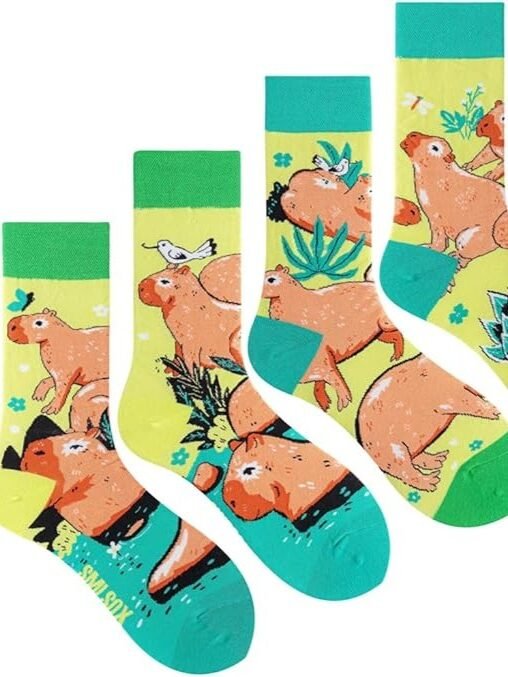 Dos pares de medias verdes de capibaras