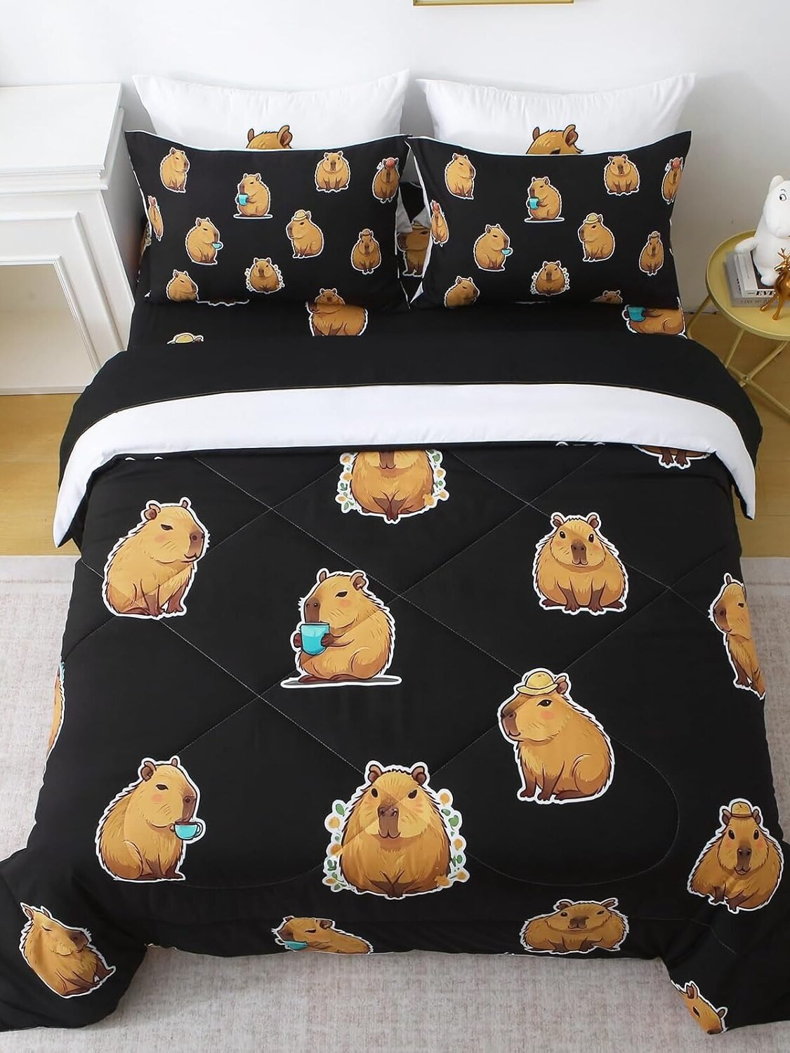 Ropa de Cama negra de Capibaras