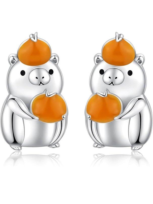 Aretes de Capibara Amantes de las Naranjas