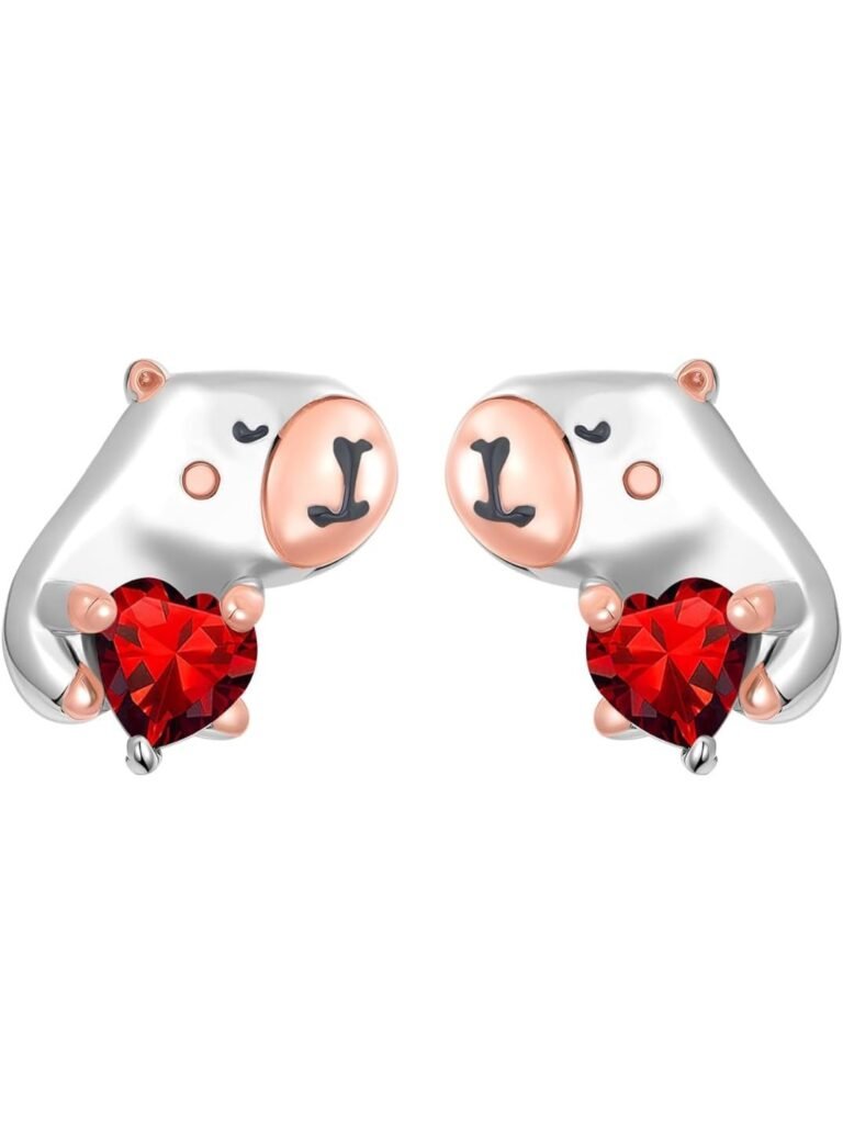 Aretes de Capibaras con Hermosos Corazones Rojos