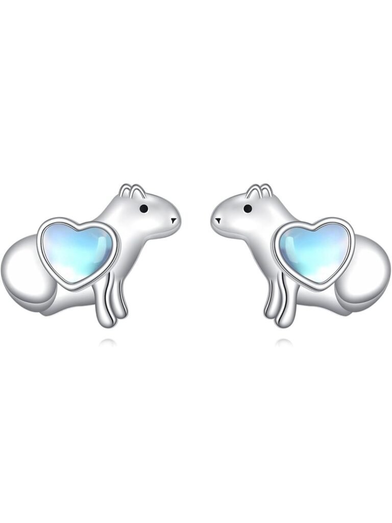 Aretes de Capibaras en Plata con Corazones en Piedra Lunar