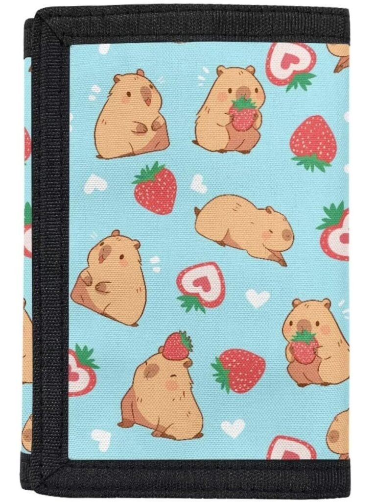 Billetera Celeste de Capibaras con Frutillas