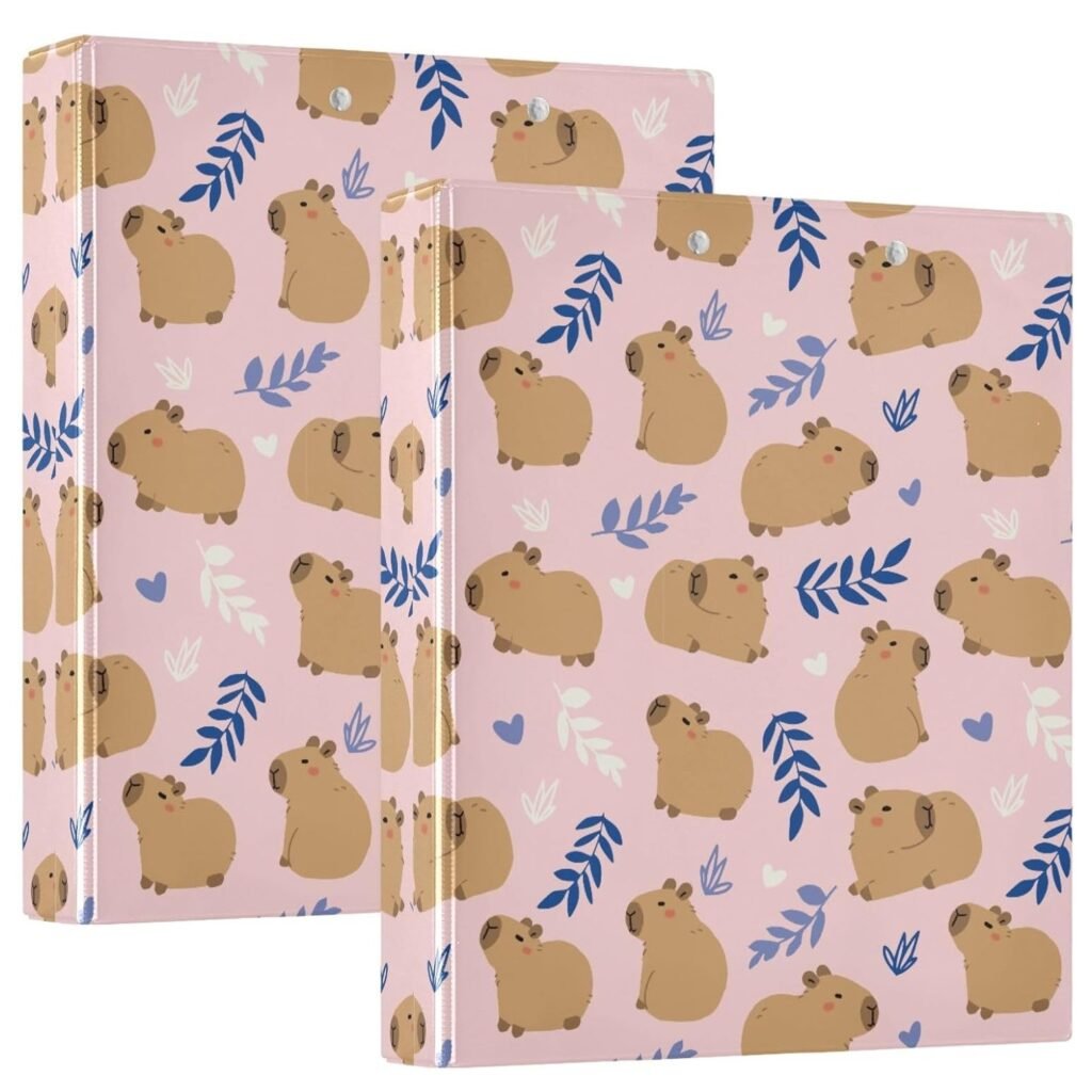 Carpeta Escolar Rosa de Capibaras de 3 Anillos