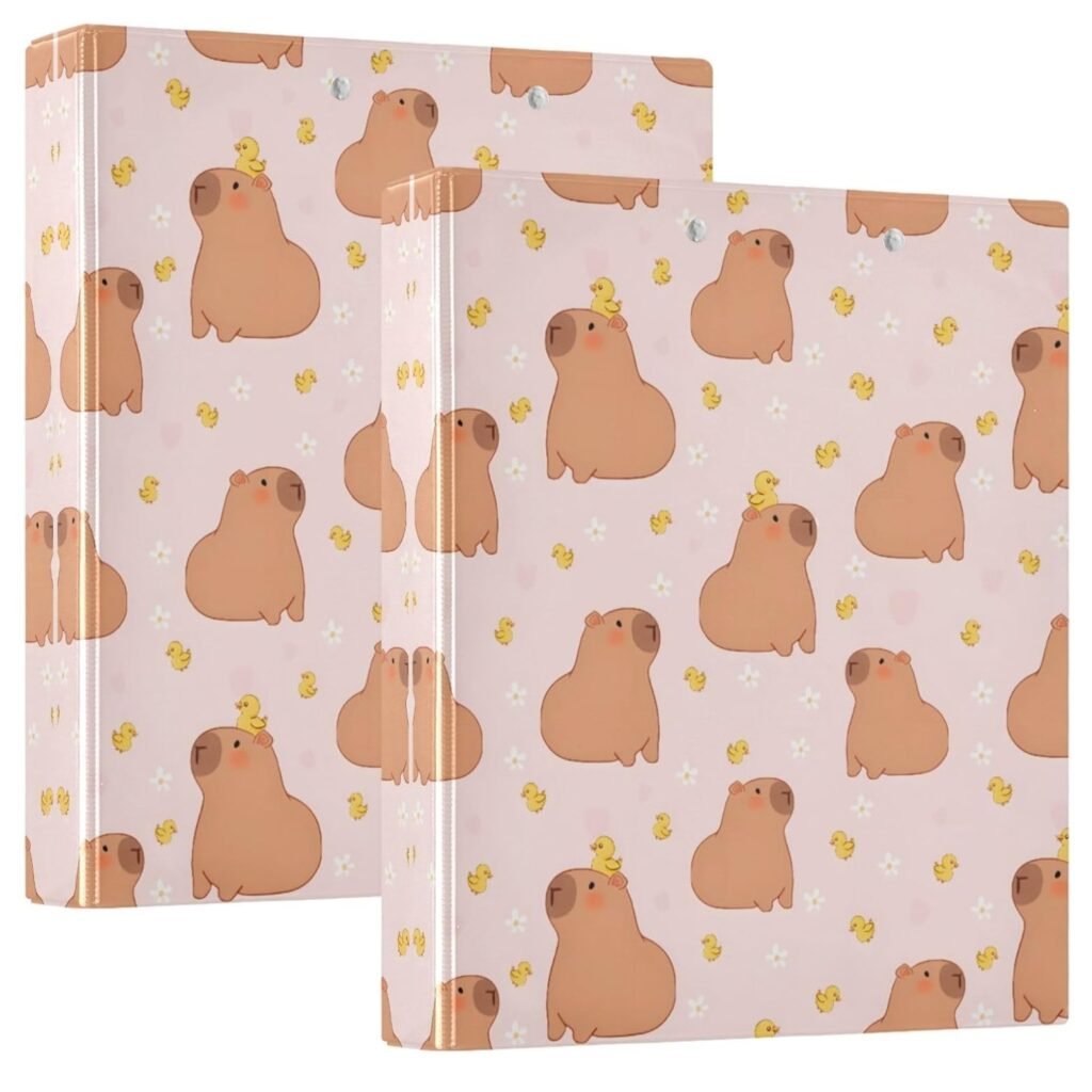 Carpeta de 3 Anillos Rosa de Capibaras con Patos