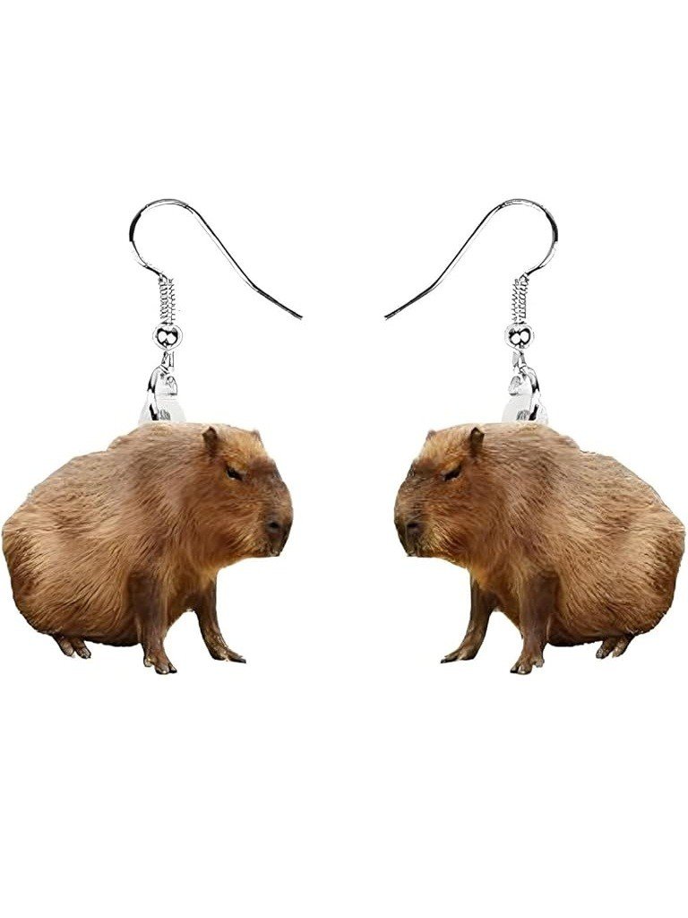 Pendientes de Capibaras Realistas 3D de Acrílico