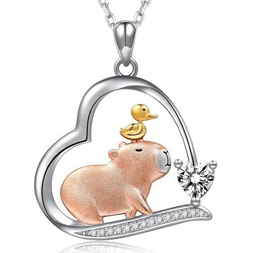Collar de Capibara con Patito en un Corazón