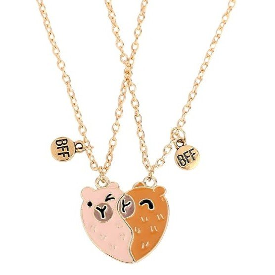 Collar de Corazón de Capibaras con Dije de Mejores Amigos